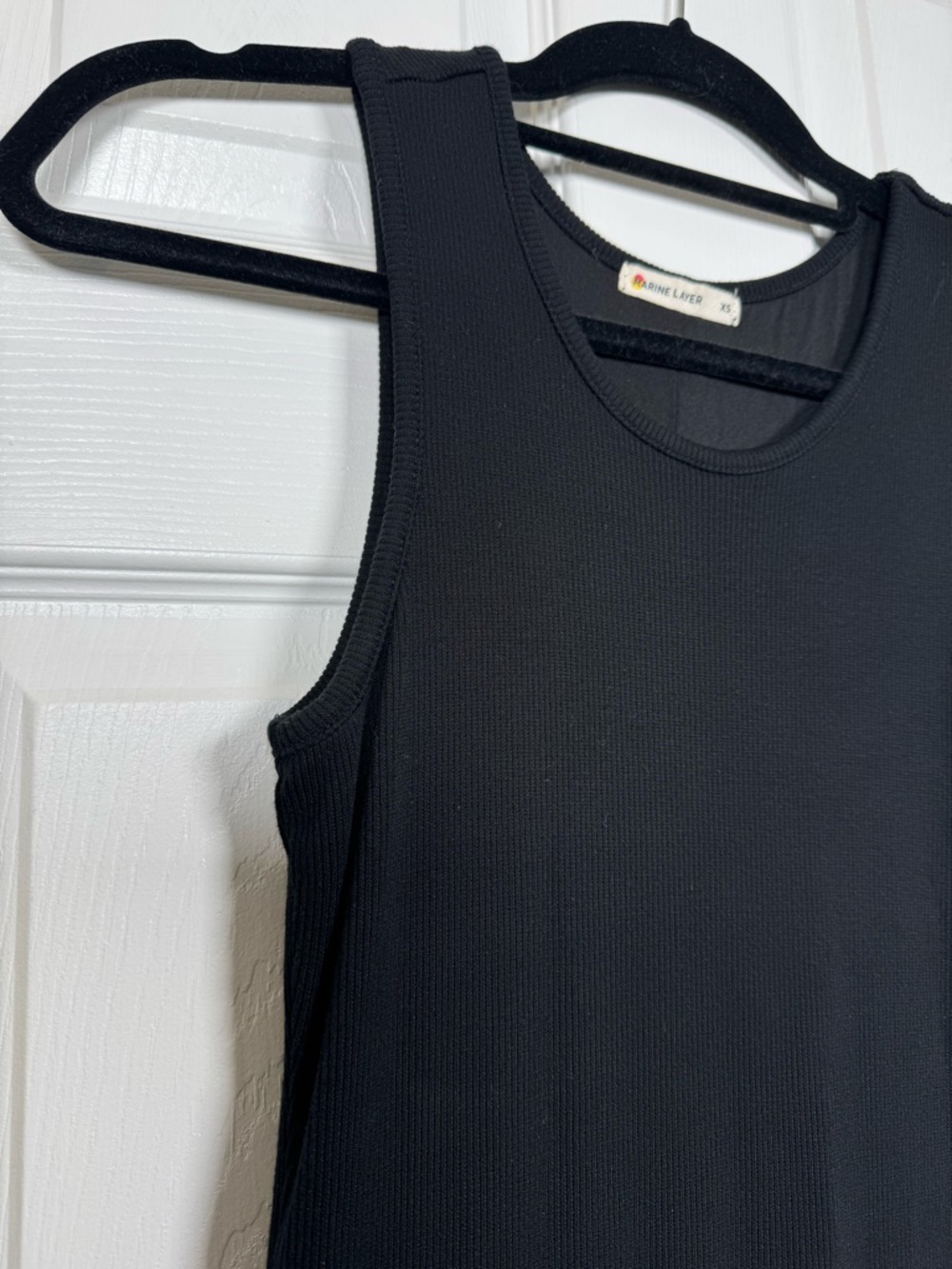 Marine Layer Ribbed Midi Dress Black Tank Minimalist Bodycon XS - Picture 2 of 6